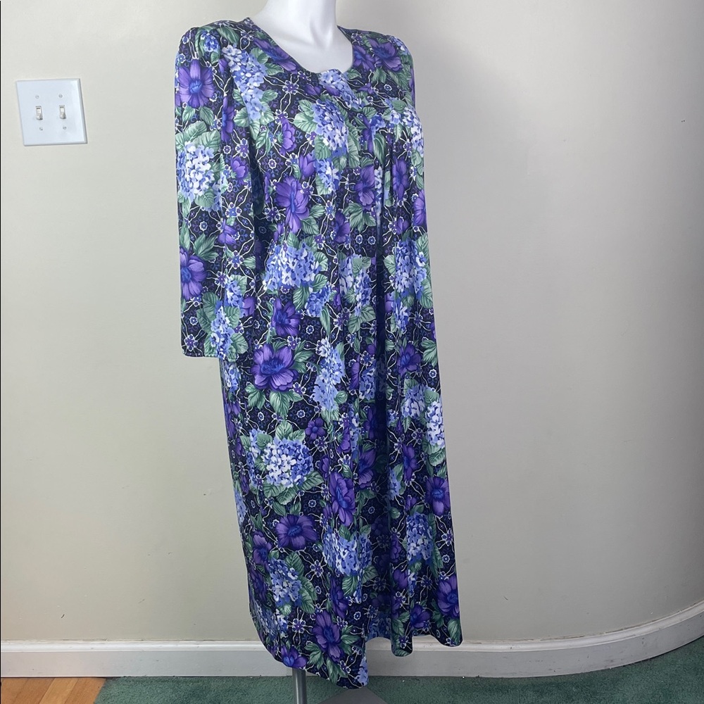 Vintage Plus Size Lane Bryant House Dress Purple Floral Polyester